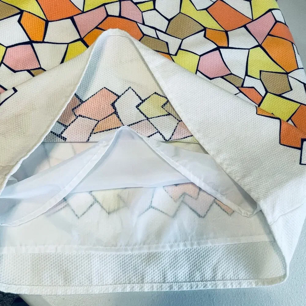 Cece's New York White Yellow Abstract 70s Vibe Sleeveless Lined Shift Dress 6 - Picture 7 of 9